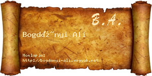 Bogdányi Ali névjegykártya